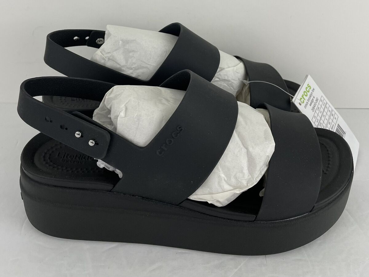 Crocs Womens Brooklyn Low Wedge Platform Sandal Black Size Crocs Womens Brooklyn Low Wedge Platform Sandal Black Size