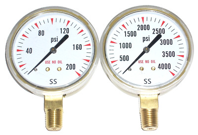 Oxygen Regulator Replacement Gauge Set 2 1/2'' Dia 1/4'' NPT for Welding & Cutting