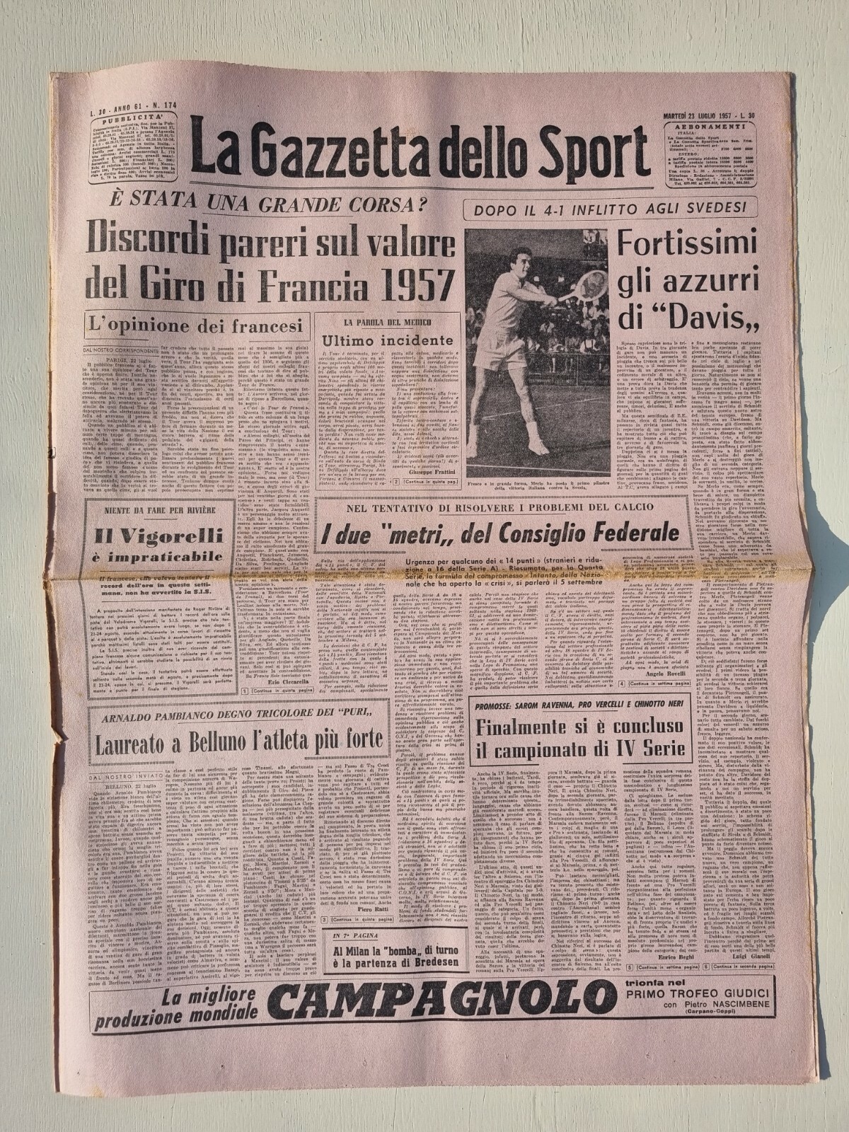 Gazzetta Dello Sport 23 Luglio 1991 Marco Lietti Tour De