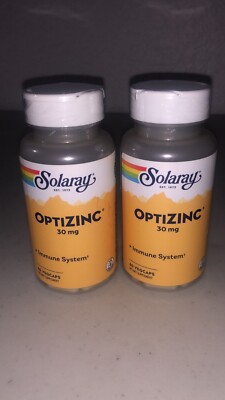 Solaray OptiZinc 30 mg 60 Capsules 2 Bottles Immune System Support VegCaps