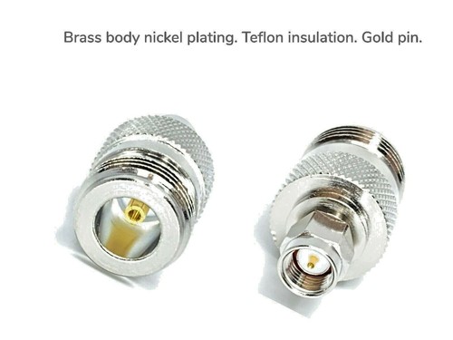 2 Stück RF Koaxial Adapter SMA Stecker/Stecker auf N Buchse/Buchse vernickelt Gehäuse - Bild 3 von 4