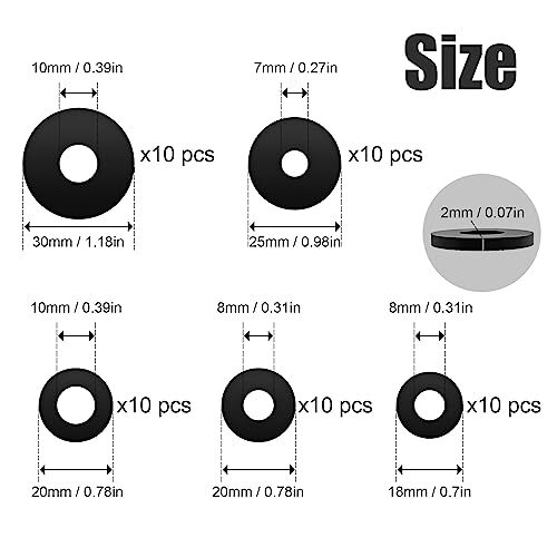 50pcs Flat Rubber Washers Assortment Kit Abrasion Resistant Rubber Washer Hea eBay