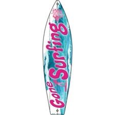 Gone Surfing Metal Surf Board Sign 17"x4.5" Plaque Home Door Garage Wall Decor