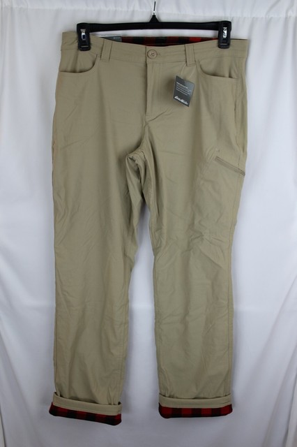 Eddie Bauer Khaki Beige Fleece Lined 