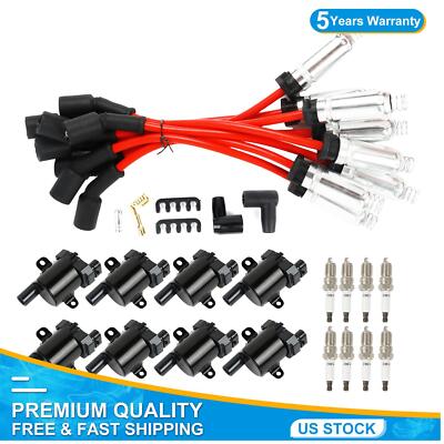 8X Ignition Coils & Iridium Spark Plugs & Wires For Chevy Silverado GMC UF262 US