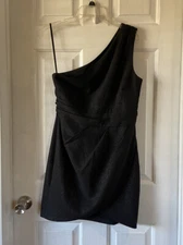 NBD One Shoulder Little Black Dress Tulip Hem Size Medium