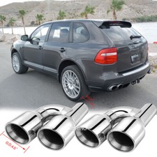 Pair 2.5" In 4"Out Dual Wall Exhaust Tips Stainless Weld-On For Porsche Cayenne