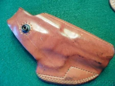 COBRA GUNSKIN RH BROWN LEATHER OWB THUMB BREAK MEDIUM AUTO HOLSTER W/ SNAP FRONT