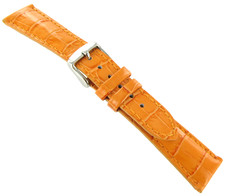 22mm deBeer Baby Crocodile Grain Orange Padded Stitched Watch Band Strap