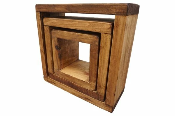 Nesting Tables | Reclaimed Timber Style | Solid Wood Furniture - Image 3 of 4