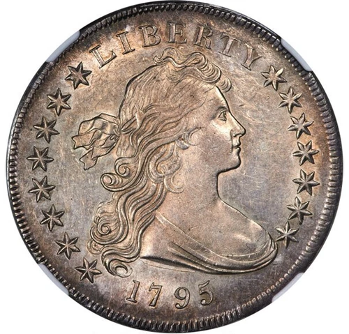 1795 CENTERED Draped Bust, Sm Eagle BB-52,B-15 S$1 NGC MS61, Beautiful coin