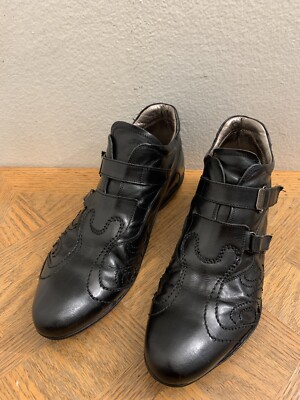 BARRACUDA made in Italy Leather casual Black Sport Stripe Shoes Men s Sz US 10