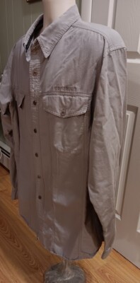 Harley Davidson XL Long Sleeve Gray Graphic Metal Button Down Shirt MINT