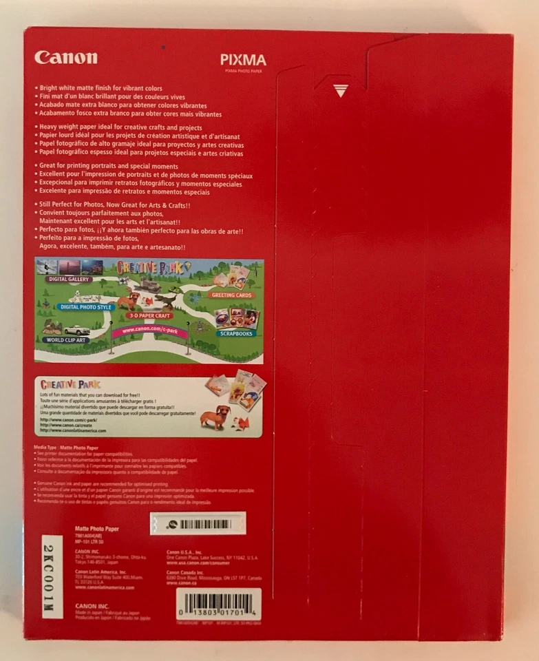 Canon Pixma Matte Photo Paper 8.5x11 50 Sheets + Double-Sided 5x7 10 Sheets NEW! - Image 3 of 4
