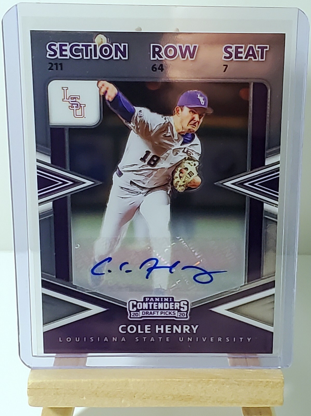 Cole Henry 2020 Panini EEE Optichrome College Ticket Auto #CT-CH LSU/Nationals