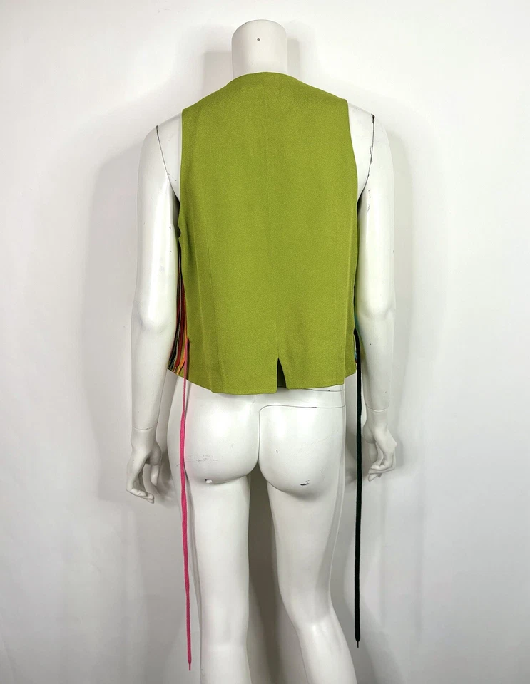 Vtg Moschino Cheap & Chic 90s Green Shoelace Vest 42 M - Image 3 of 4