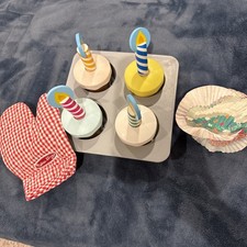 Melissa  Doug Bake  Decorate Cupcake Set Pretend Play, Colorful Wooden Play