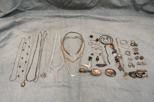 Estate Lot Vintage Modern Sterling Silver Jewelry Necklace Charm Bracelet 350g
