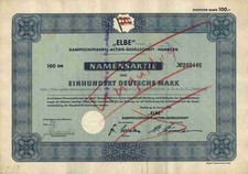 ELBE Dampfschiffahrts AG 1951 Hamburg Magdeburg Parey Schiffseigner 100 DM  DEKO