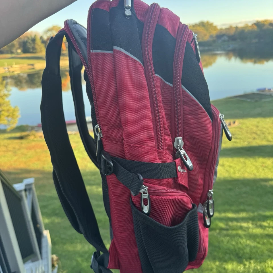 High Sierra XBT - Mochila con ruedas de negocios con mango carmín/línea roja/negro/naranja Foto 4 de 4