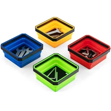 4 Pack Magnetic Foldable Parts Tray Set Collapsible Bowl Set for Screws Bolts
