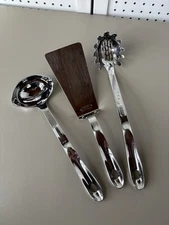 All Clad Stainless Steel Kitchen Utencils 3pc Turner Spatula Ladle Pasta Spoon