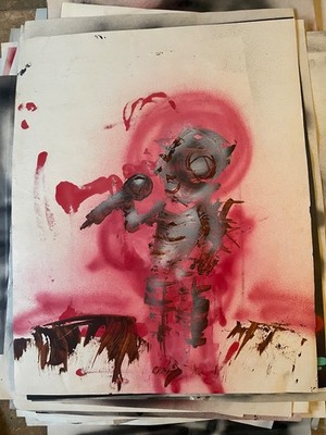 Ody West original  Singer  graffiti street art 22x28 poster size acrylic spray