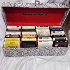 vintage snakeskin 8 track tape case with country tapes