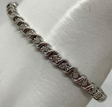 Sterling Silver .50 ctw Diamond 7 Inch Tennis Bracelet Bridal B03