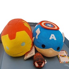 Disney Store Marvel Tsum Tsum Plush Lot Captain America Iron Man NWT