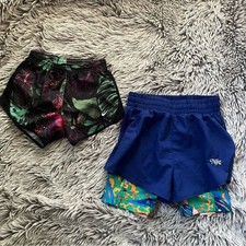 Nike- Medium- Bundle- Kids Blue and Floral Shorts Blue- Black Tempo