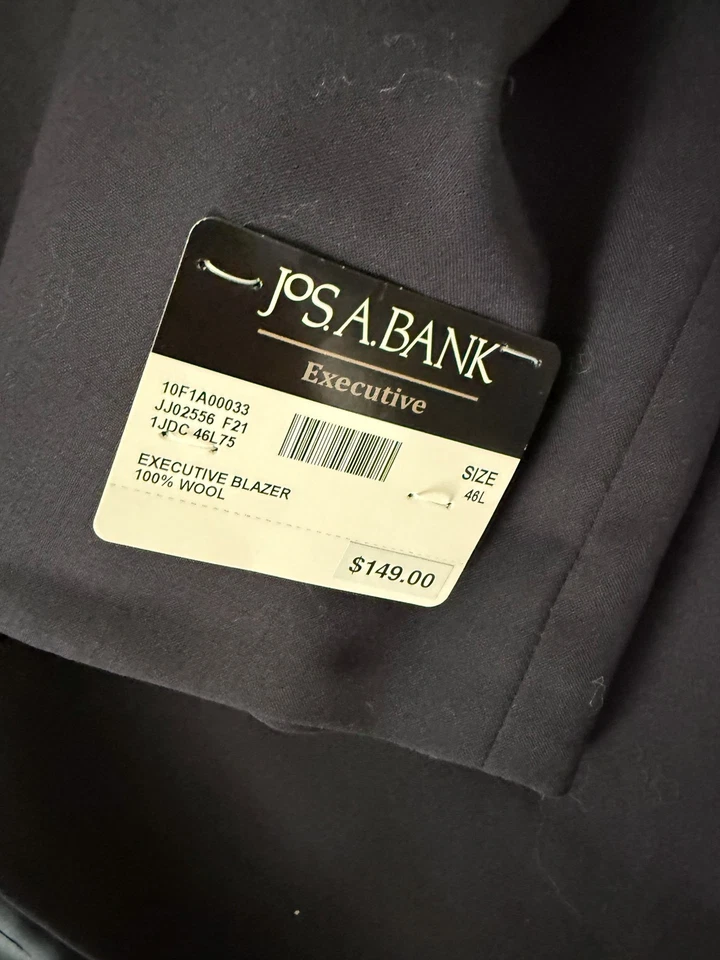 Blazer JOS A BANK Azul Marino 100% Lana Dos Botones 46L NUEVO NUEVO CON ETIQUETAS Foto 4 de 4