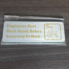 EMPLOYEES MUST WASH HANDS BEFORE RETURNING TO WORK SIGN Adhesive 2 pack