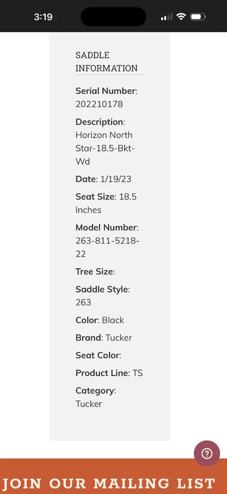 Sillín Tucker Trail -Nuevo- Horizon North Star 18,5 con cuello de pecho a juego Foto 2 de 4