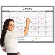 Undated Large Dry Erase Calendar - 40" x 28", Folded Laminated Paper Wall Calend