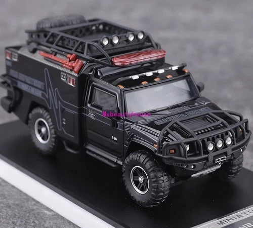 MK 1:64 HEC Black H2 Fire Dep. Rescue Vehicle ORV Model Diecast Metal Car 