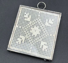 Vintage Lace Encased Rectangle Ornament With Glass Cottage Grandma Core