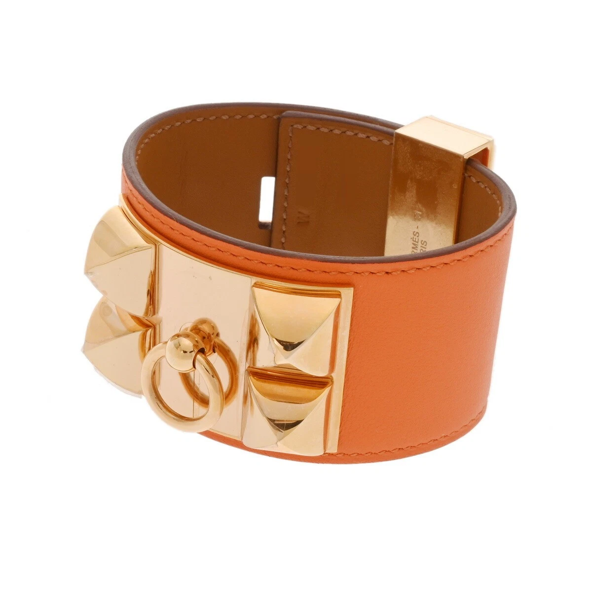HERMÈS Bracciale HERMES Collier de Chien arancione oro ferramenta braccialetto rapido donna