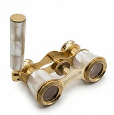 Lemaire Opera Glasses Mother of Pearl Brass Binoculars Paris Antique Theater Gif