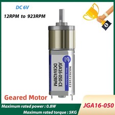 Micro JGA16-050 Geared Motor DC 6V Reduction Reversible Adjustable Speed Motor