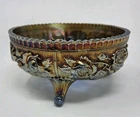 Antique Imperial Carnival Glass Marigold Lustre Rose Footed Bowl Iridescent 1910