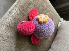 Handmade Crochet Sea Turtle Plushie Purple  Hot Pink. 7  x7  .