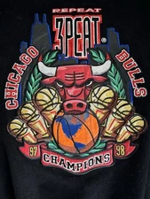 1998 Vintage NBA Chicago Bulls 3Peat Varsity Jacket Jeff Hamilton Size Large