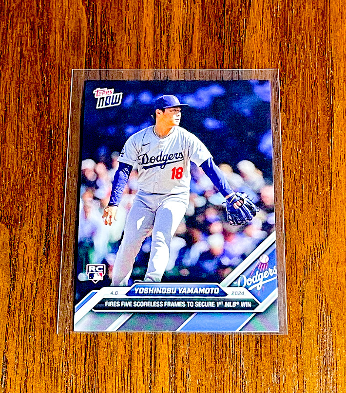 Yoshinobu Yamamoto 2024 Topps NOW #42⚾⚾⚾Short Print SP⚾⚾⚾Rookie Card RC⚾⚾1st Win
