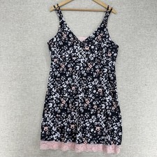 Delta Burke Chemise Gown Womens 3X Black Floral Lace Trim Adjustable Straps