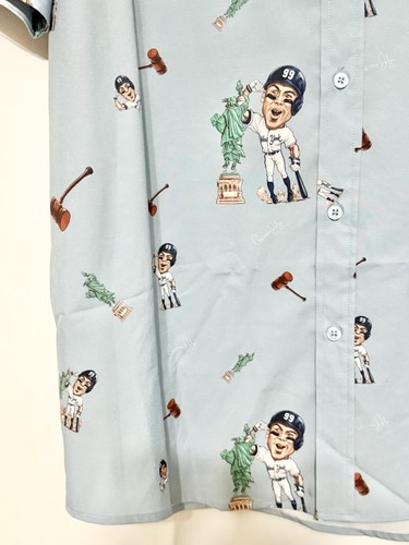 RSVLTS MLBPA New York Yankees Aaron Judge Baseball Blue Button Up Shirt Liberty - Picture 5 of 9