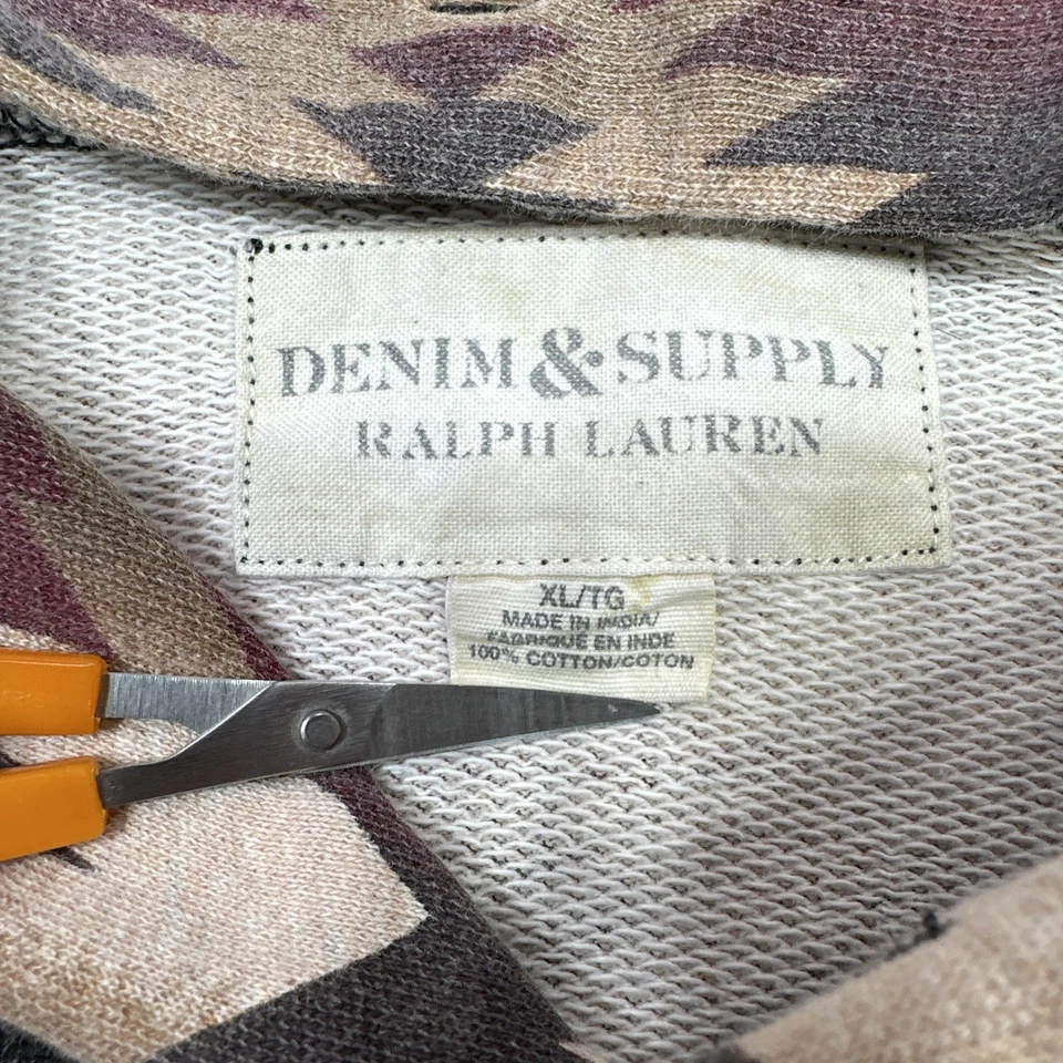Denim Supply Ralph Lauren Sudadera con Capucha XL Rojo Marrón Azteca Suroeste Sudadera Logo Foto 2 de 4