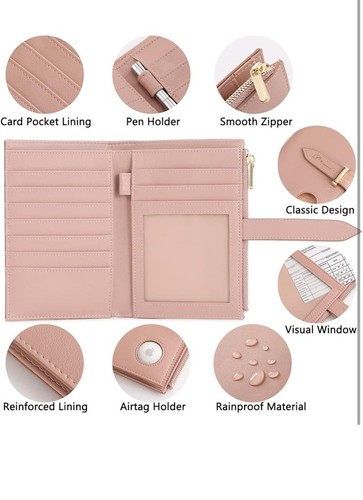 AirTag Reisepassetui Reisebrieftasche RFID Nude Rosa Neu - Bild 11 von 15