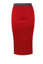 Womens Pencil Midi Skirt Ladies Office Bodycon Plain Stretch Size UK 8-26