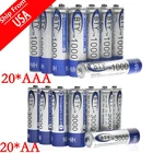 20x AA 3000mAh+20x AAA 1000mAh BTY 1.2V NI-MH Rechargeable Battery US Fast Ship